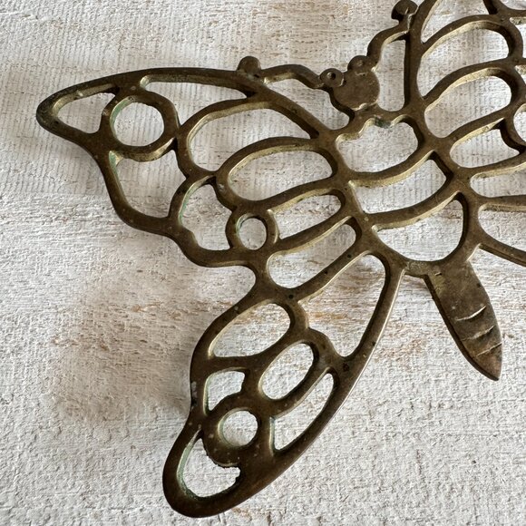 Vintage Brass Butterfly Hot Plate Trivet - Picture 2 of 10